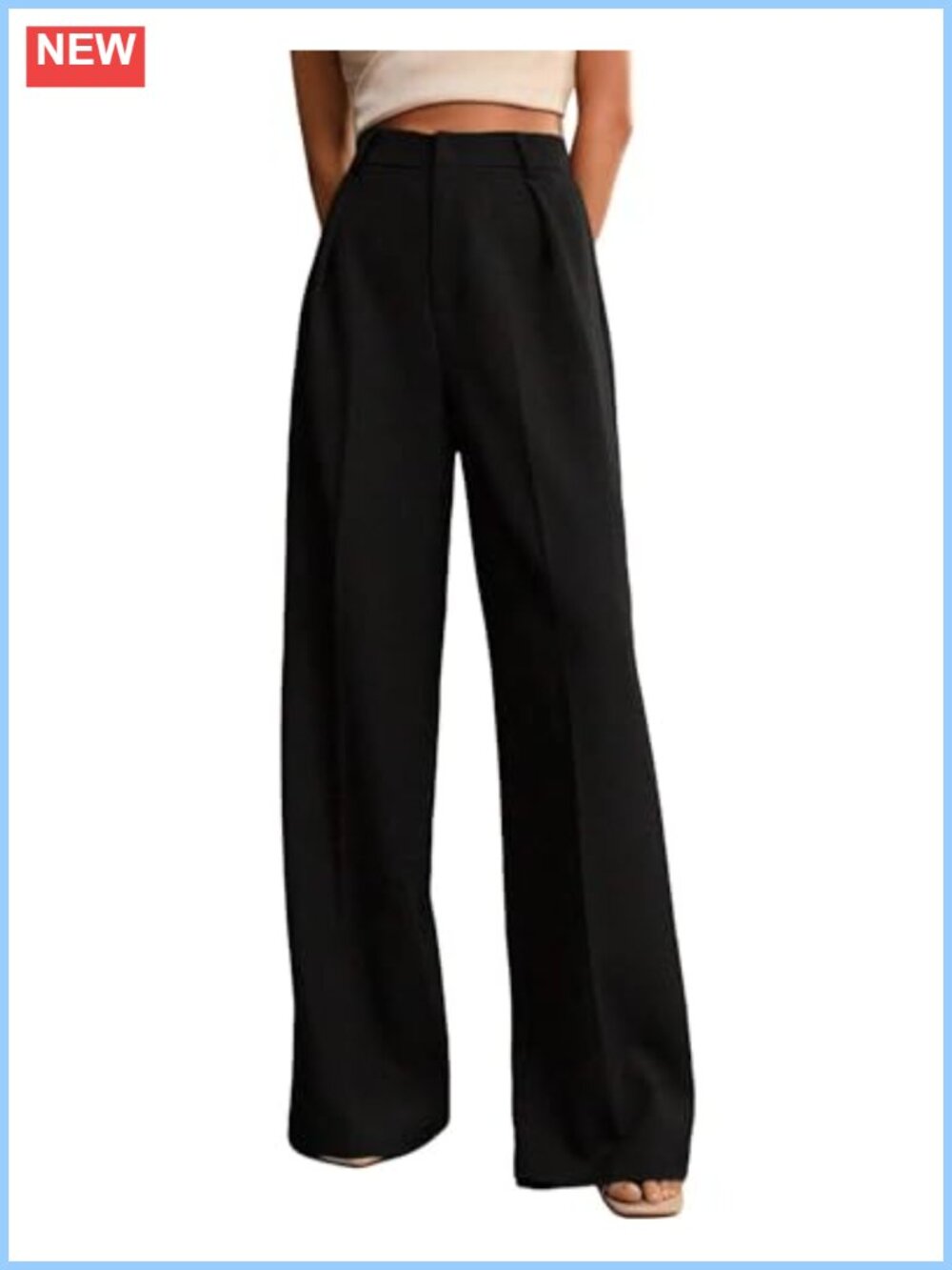 Wide Leg Palazzo Dress Pants with Pockets | 97% Polyester 3% Spandex